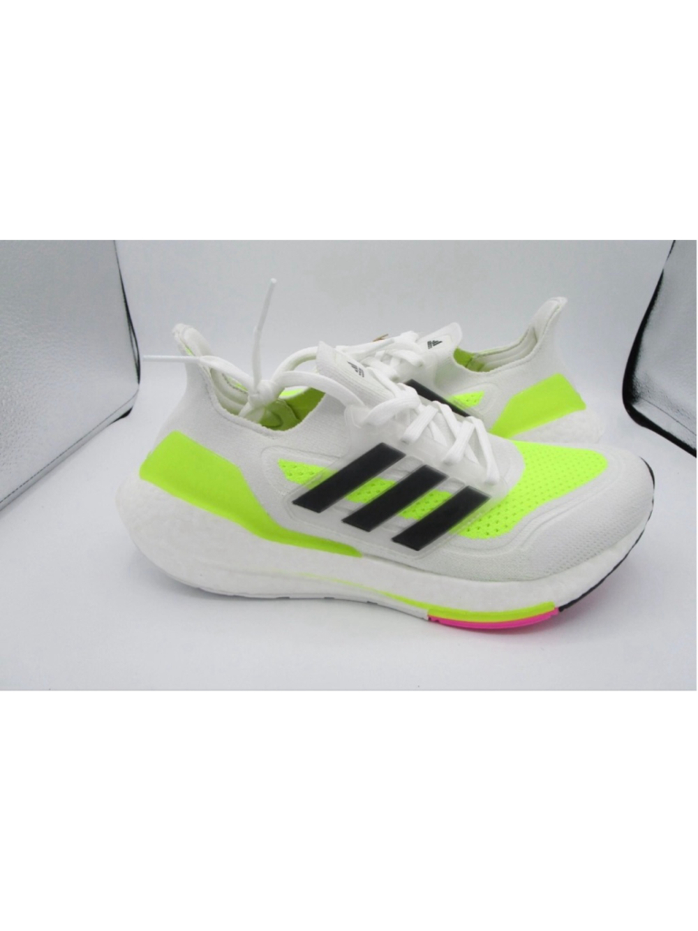 adidas Ultraboost 21 Running White Black Yellow FZ2929 Womens 7 Kids 5.5 - Picture 4 of 7